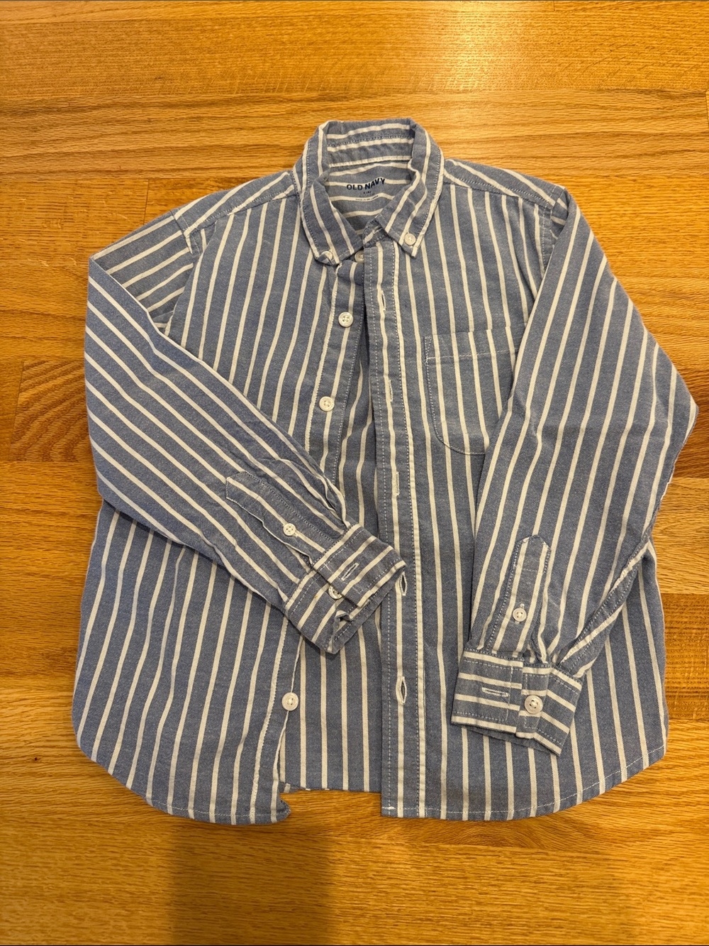 Old Navy Blue and White Vertical Stripe Button-Down Shirt